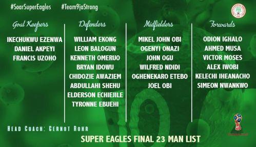 尼日利亚足球队名单（尼日利亚2018世界杯国家足球队阵容）