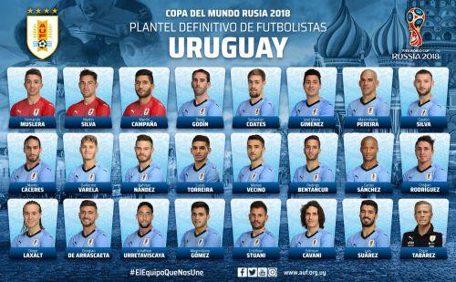 乌拉圭国家男子足球队（2018乌拉圭世界杯23人大名单）