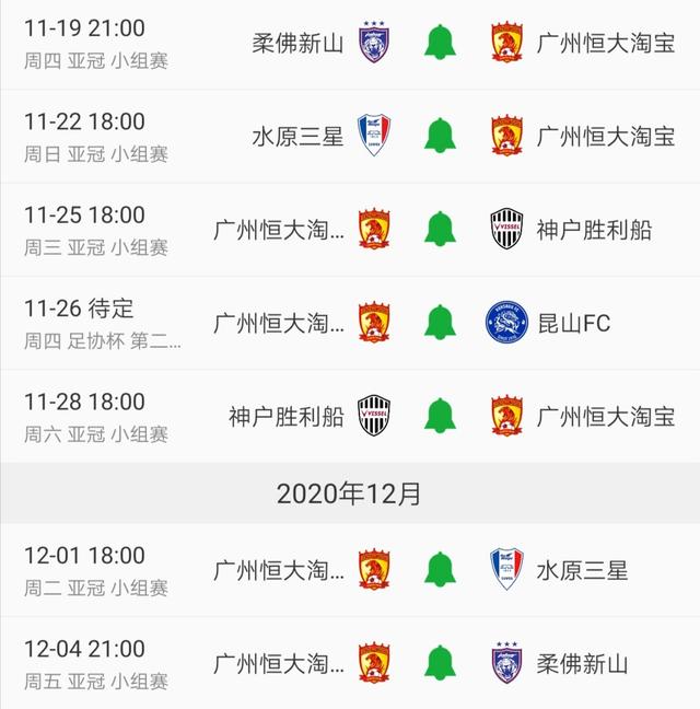 广州恒大足球赛程表（广州恒大两套主力阵容出战亚冠）(4)