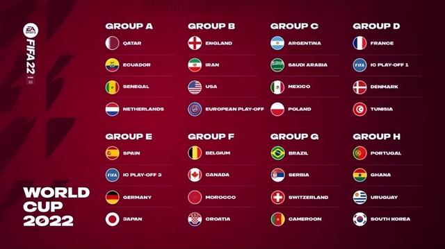 世界杯2022小组赛名单（2022卡塔尔世界杯分组名单揭晓）(4)