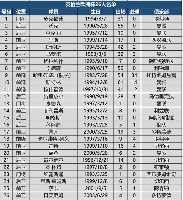 欧洲杯欧洲杯名单（欧洲杯24强详细名单）(17)