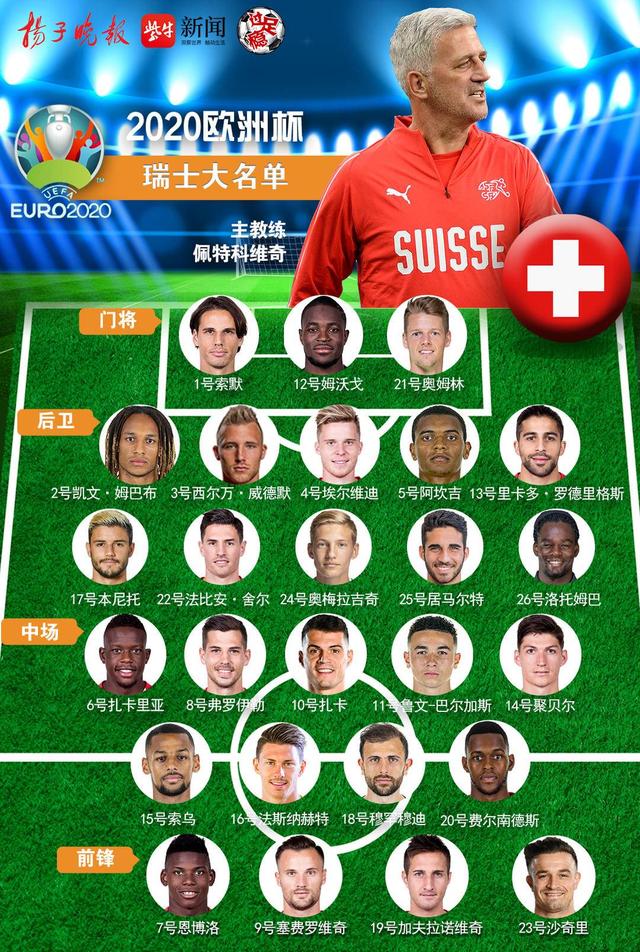 瑞士足球队员名单（A组瑞士队详细球员名单及小组赛程）(1)