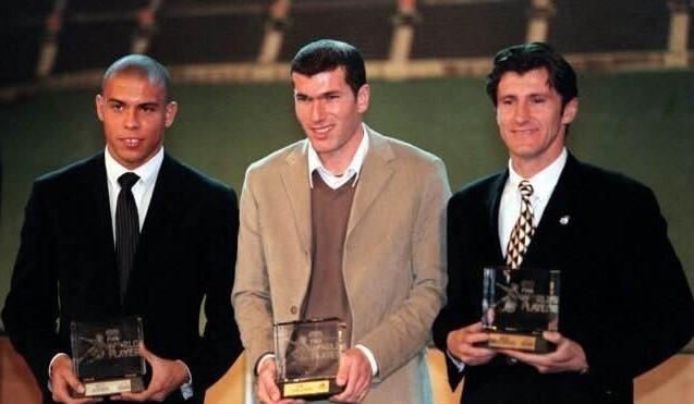 1998年世界足球先生排名（金球奖前三名得主）